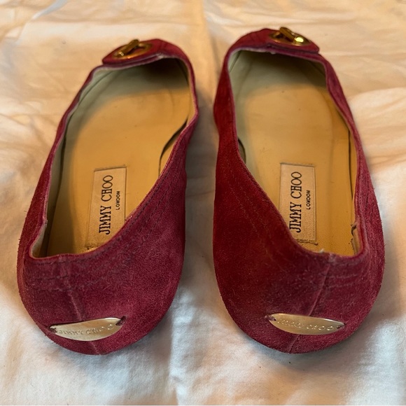 Jimmy Choo Maroon Red suede flats - Picture 5 of 6